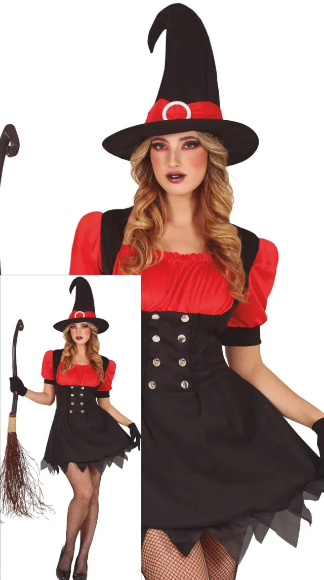Fiestas Guirca Strega Sexy costume donna rosso nero taglia S