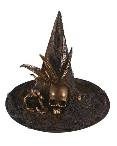 P'tit Clown re23010 cappello strega nero-oro con teschio