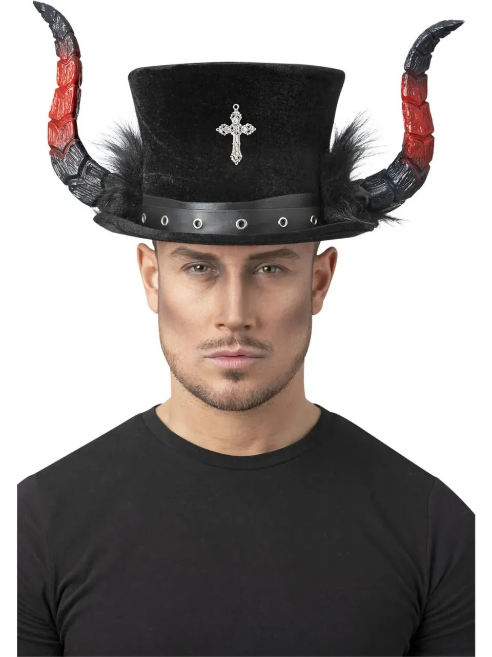 Smiffys Deluxe Devil cilindro diavolo nero corna rosse