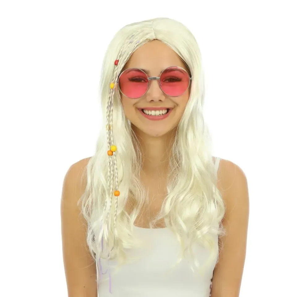 P'tit Clown Parrucca Hippie Bionda Treccia Uomo Festa