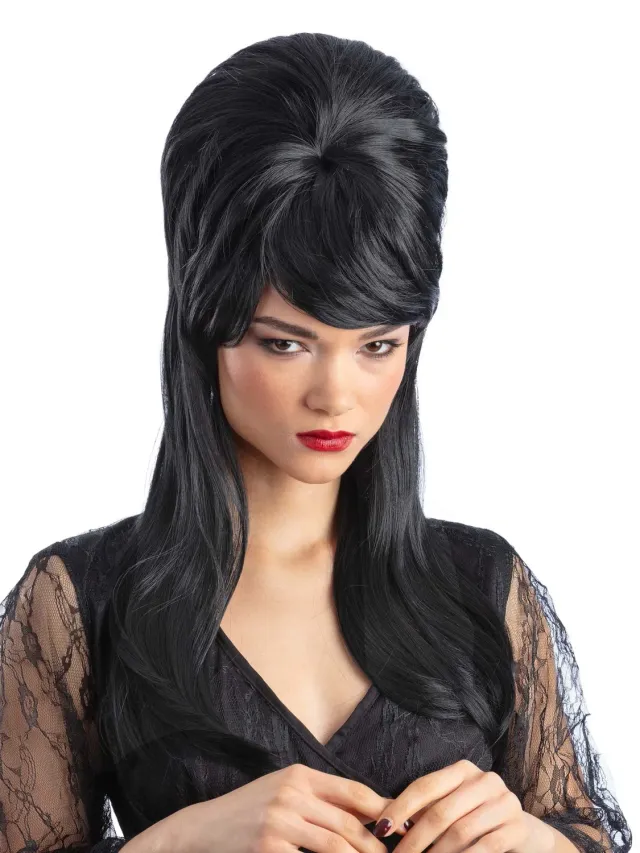 Smiffys Gothic Mistress parrucca nera alveare lunga