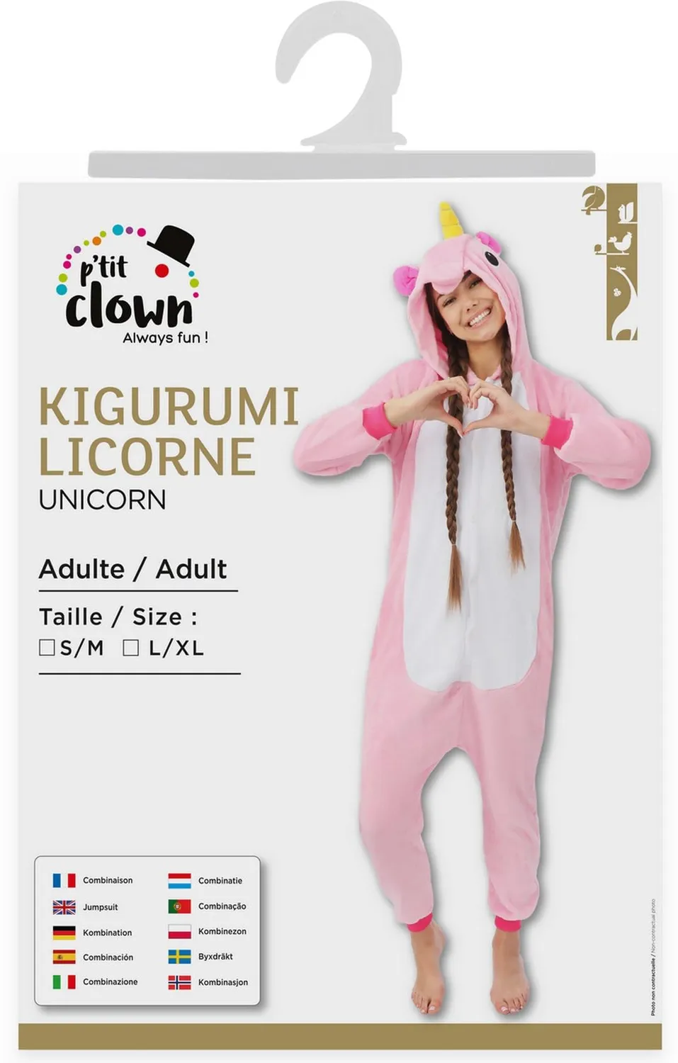 P'tit Clown kigurumi unicorno rosa tuta adulto L-XL