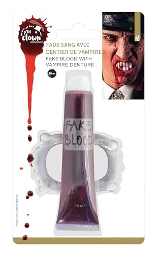 P'tit Clown kit denti vampiro + sangue gel 28 ml