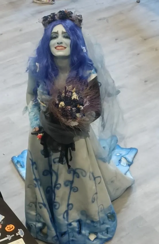 Funidelia Sposa Cadavere parrucca donna grigia boccoli