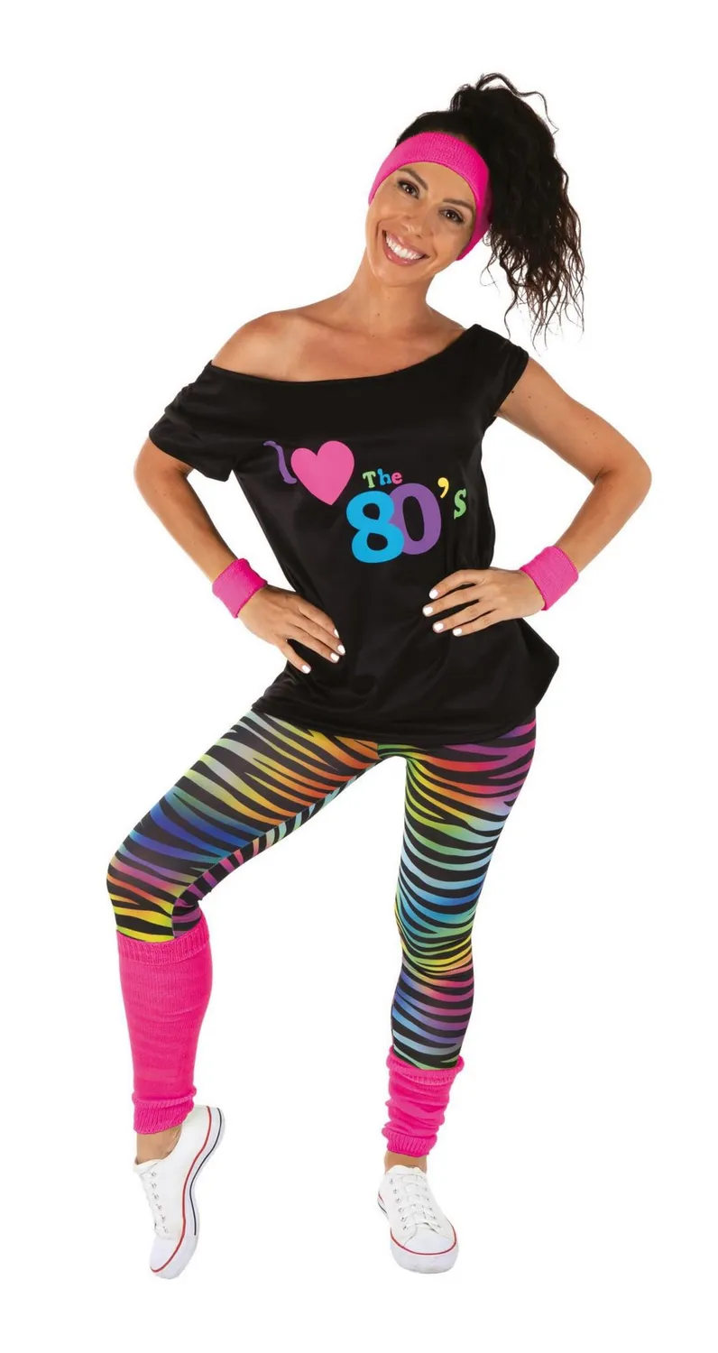 P'tit Clown costume legging anni '80 giallo taglia unica