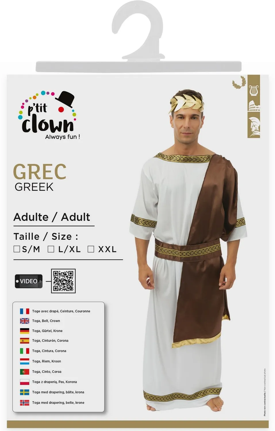 P'tit Clown costume greco premium L-XL toga corona