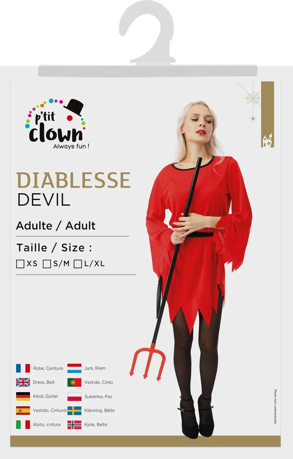 P'tit Clown Diavolo Rosso Costume Adulto S-M Mantello