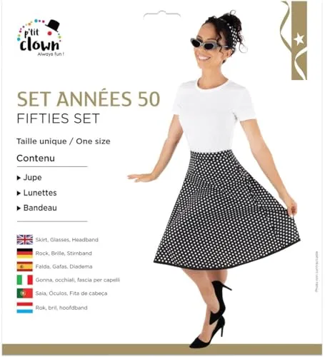 P'tit Clown Re22692 costume anni '50 nero adulto