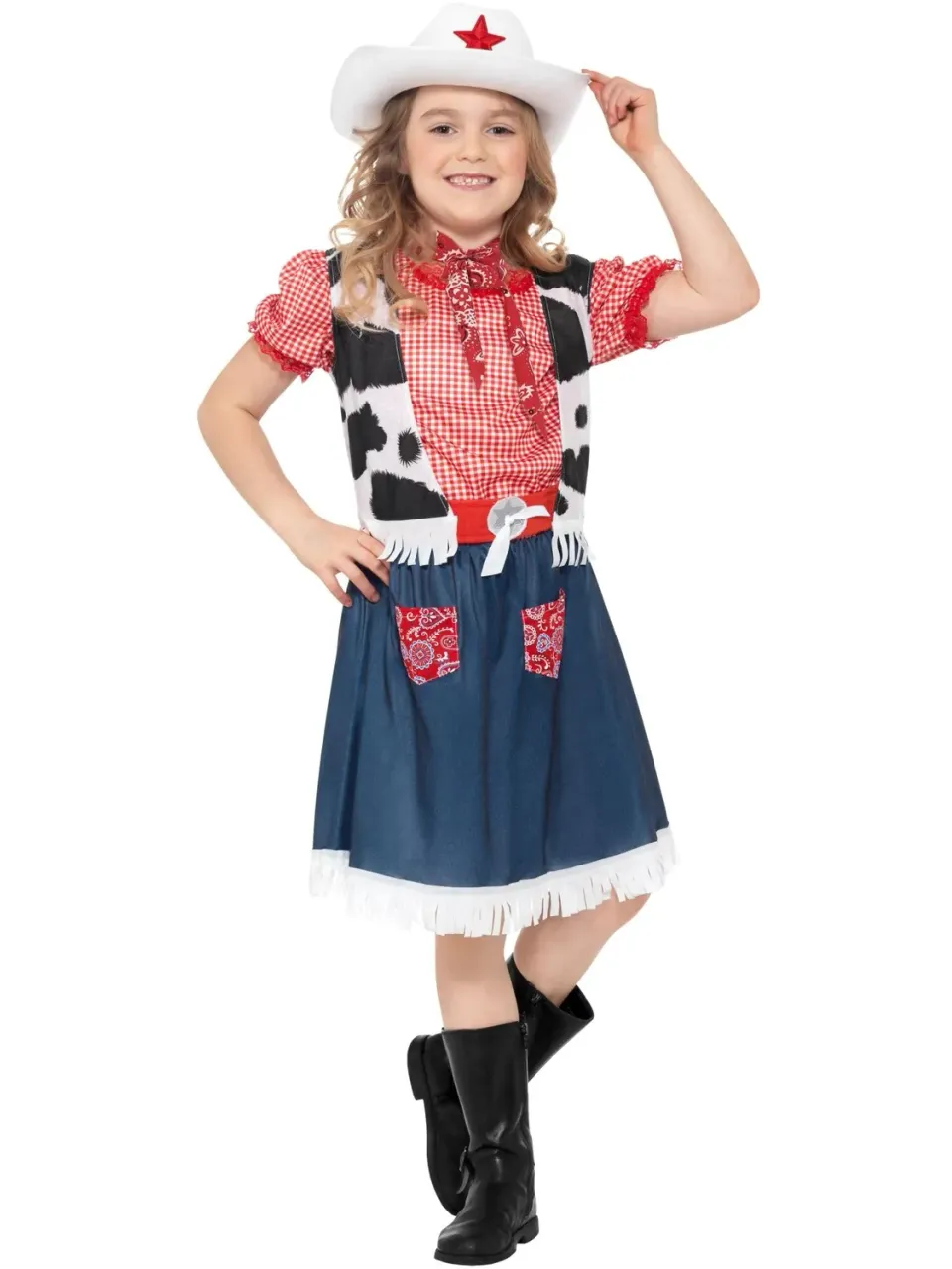 Smiffys Cowgirl Sweetie costume bambina con cappello 4-6 anni