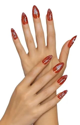 Fiestas Guirca Unghie Finte Natale Rosso Bianco 24 pz
