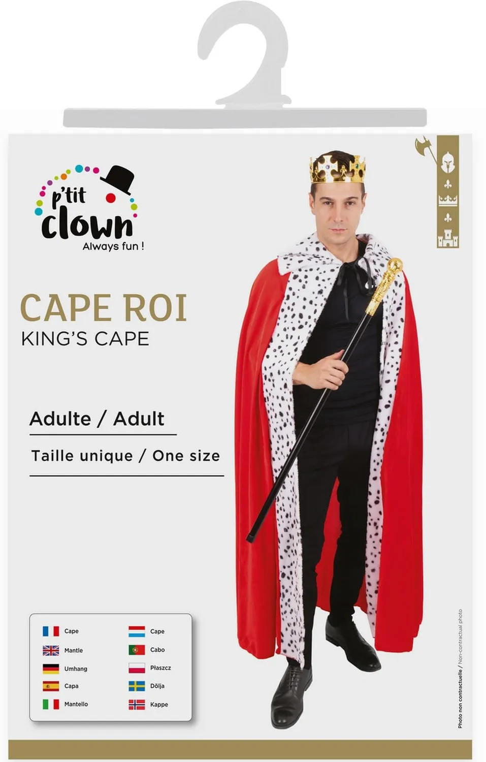 P'tit Clown 22714 Mantello Rosso Adulto Carnevale