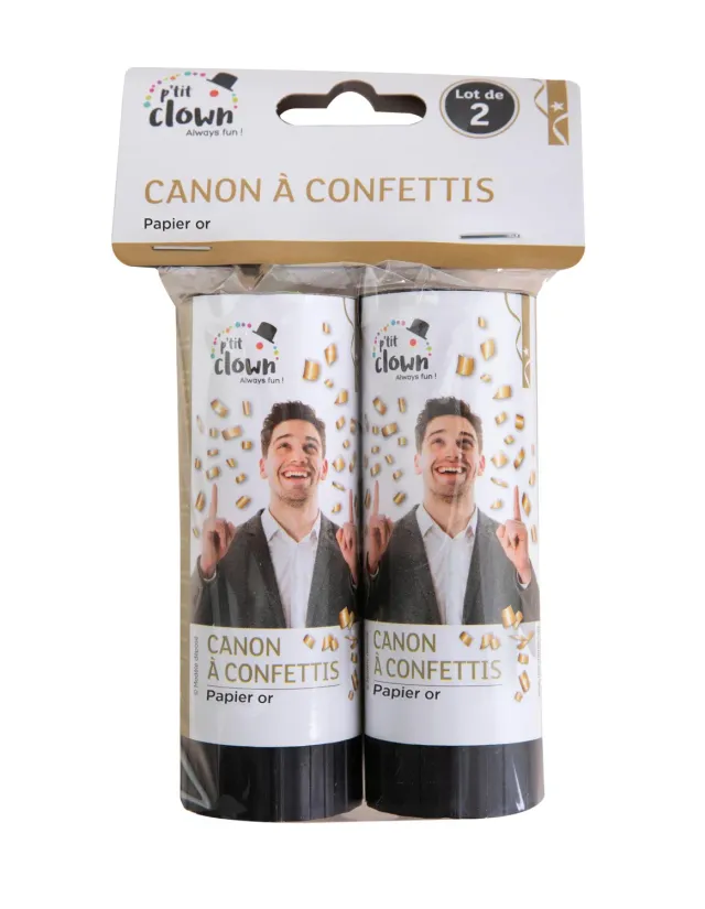 P'tit Clown Re93000 set 2 cannoni coriandoli oro 11 cm