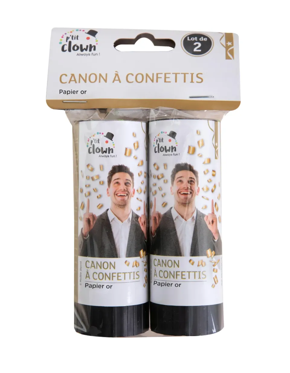 P'tit Clown Re93000 set 2 cannoni coriandoli oro 11 cm