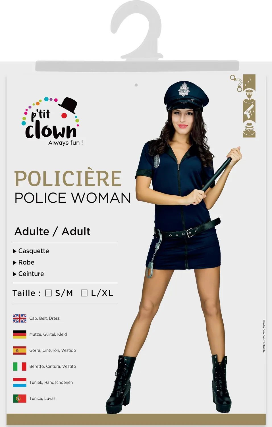 P'tit Clown costume poliziotta donna adulto L-XL blu