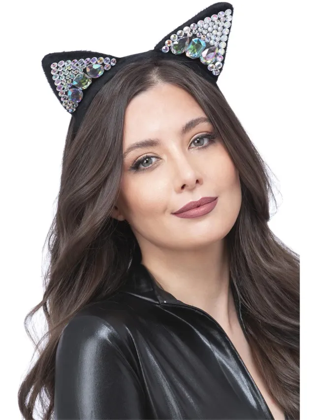 Smiffys cerchietto orecchie gatto nero gioiello donna