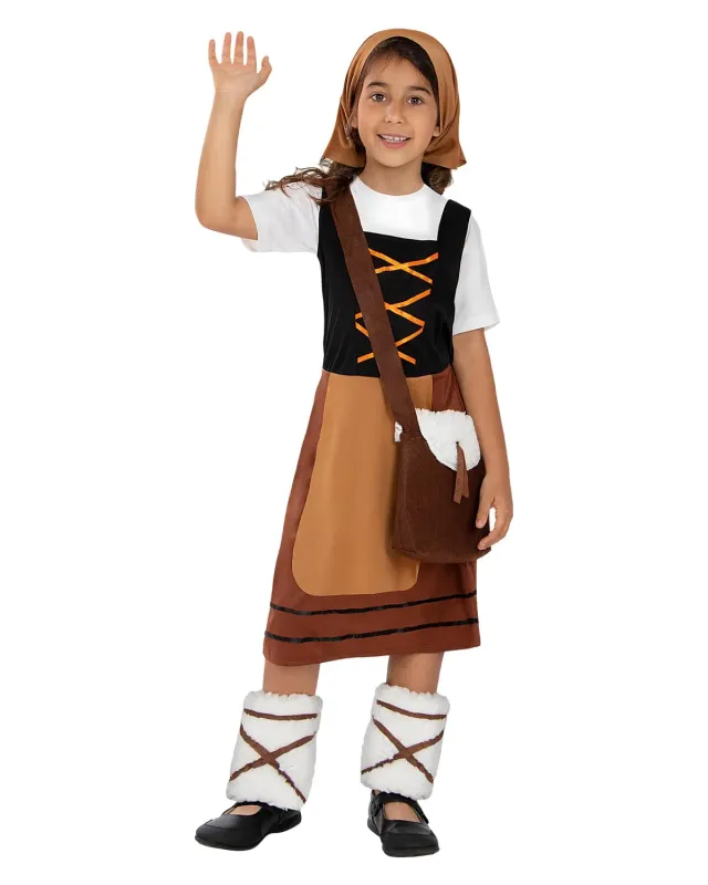 Funidelia costume pastorella bambina 5-6 anni Natale