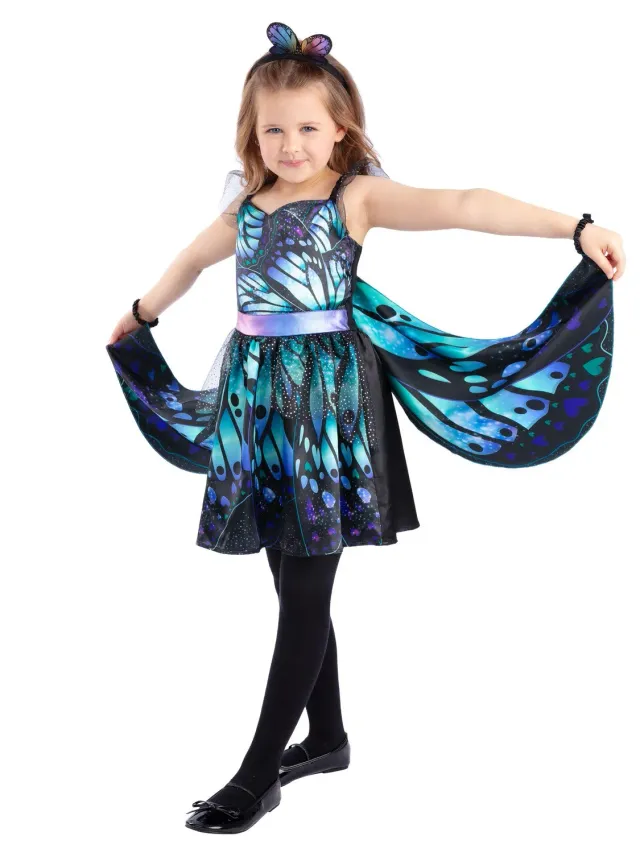 Smiffys Dark Butterfly costume bambina M 7-9 ali nere