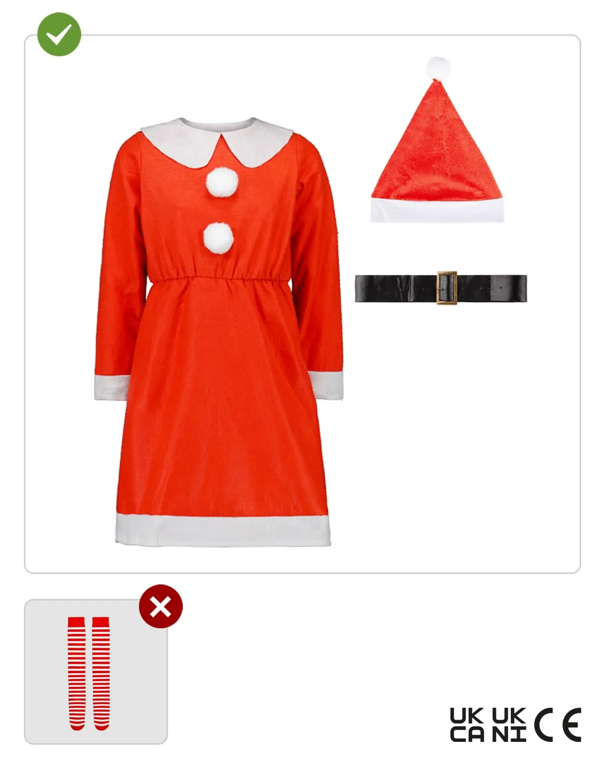 Funidelia Mamma Natale Costume Bambina 5-6 Anni