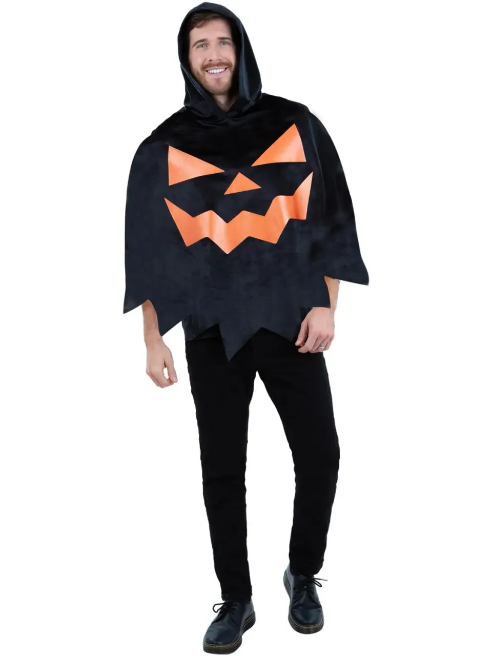 Smiffys Pumpkin Poncho costume zucca adulto nero taglia unica