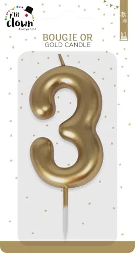 P'tit Clown 23933 candela numero 3 oro per torta compleanno