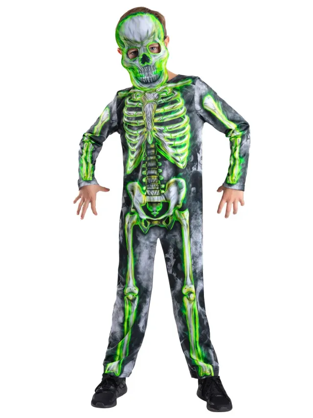 Smiffys Glow Skeleton costume scheletro bimbo 10-12 anni