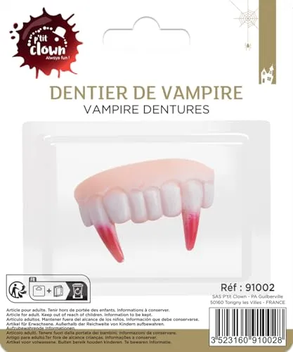 P'tit Clown Dentiera Vampiro Insanguinata trucco rosso adulto