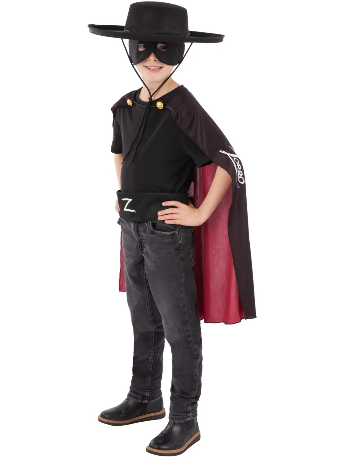 Smiffys Zorro kit bambino accessori nero 4 pezzi