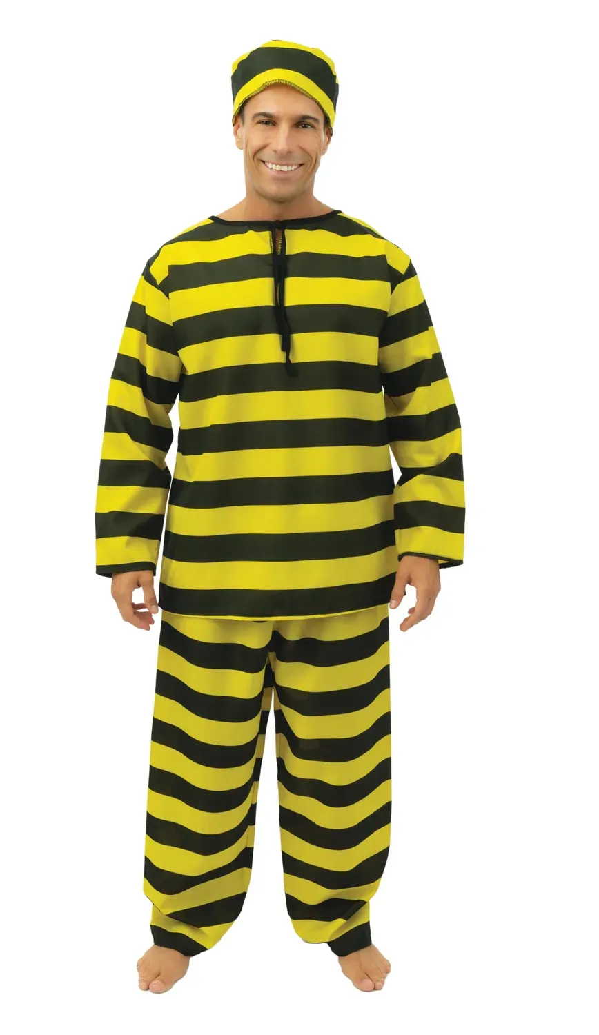 P'tit Clown Prigioniero costume adulto L-XL giallo nero