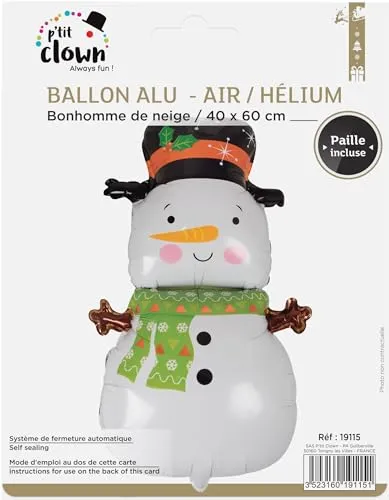 P'tit Clown palloncino Natale foil pupazzo di neve aria elio