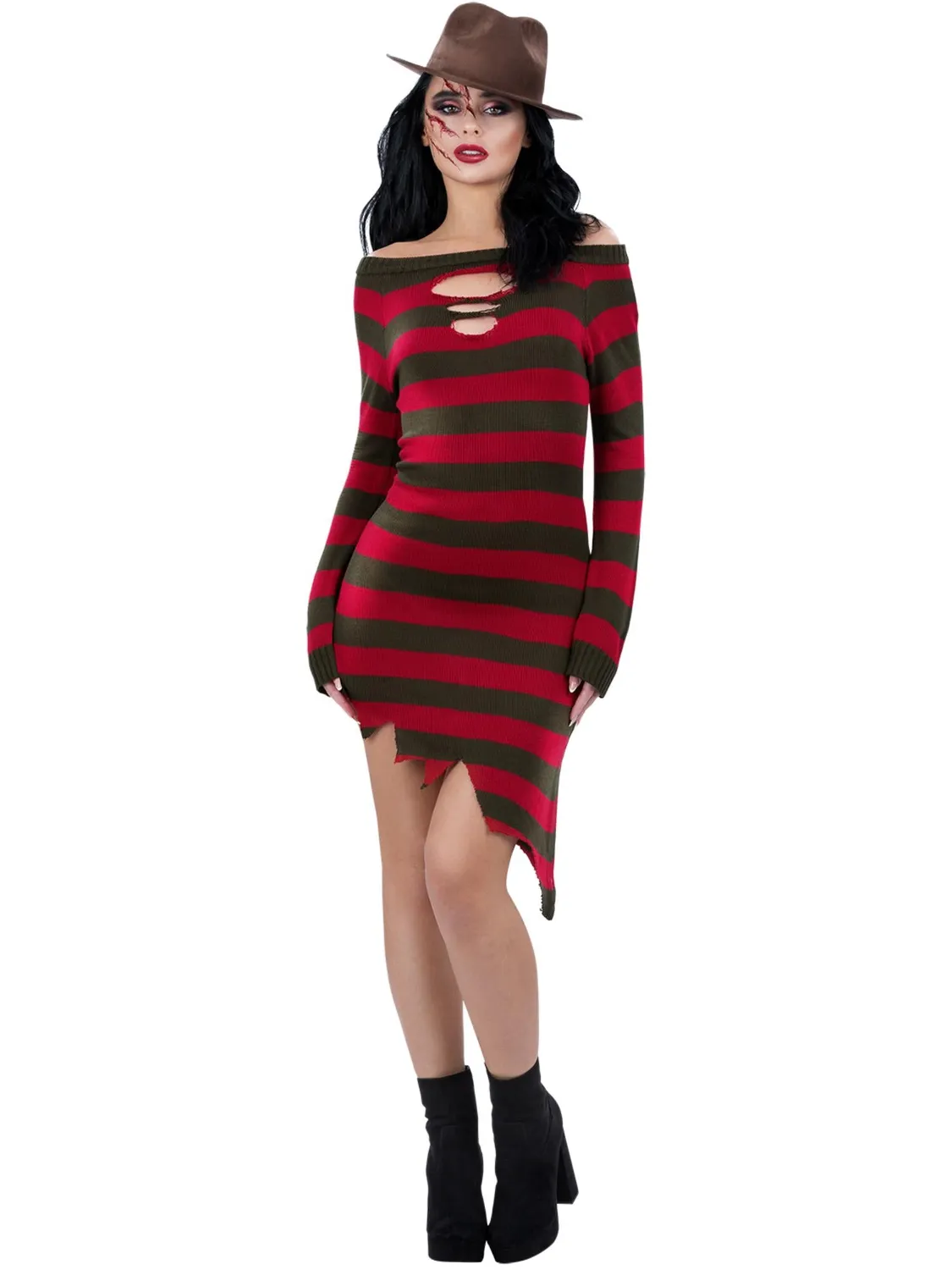 Smiffys Freddy Krueger vestito donna rosso verde