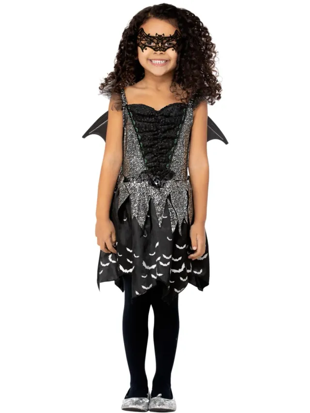 Smiffys Dark Bat Fairy costume bambina nero 4-6 anni