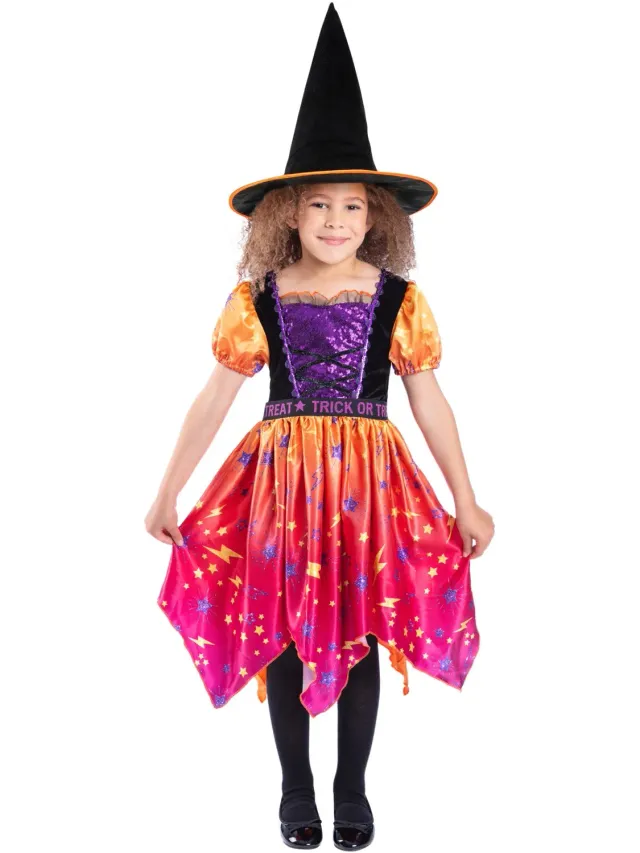 Smiffys Moon Stars Costume Strega Bambina Arancione L