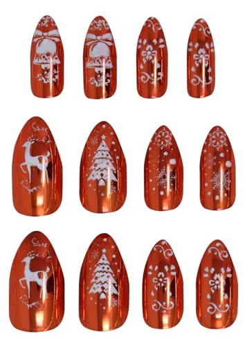 Fiestas Guirca Unghie Finte Natale Rosso Bianco 24 pz