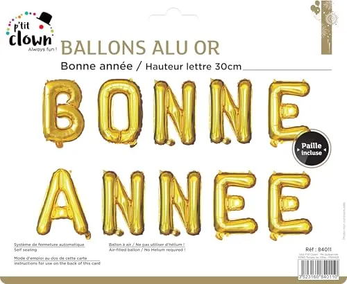 P'tit Clown anno nuovo palloncino alluminio oro 30 cm