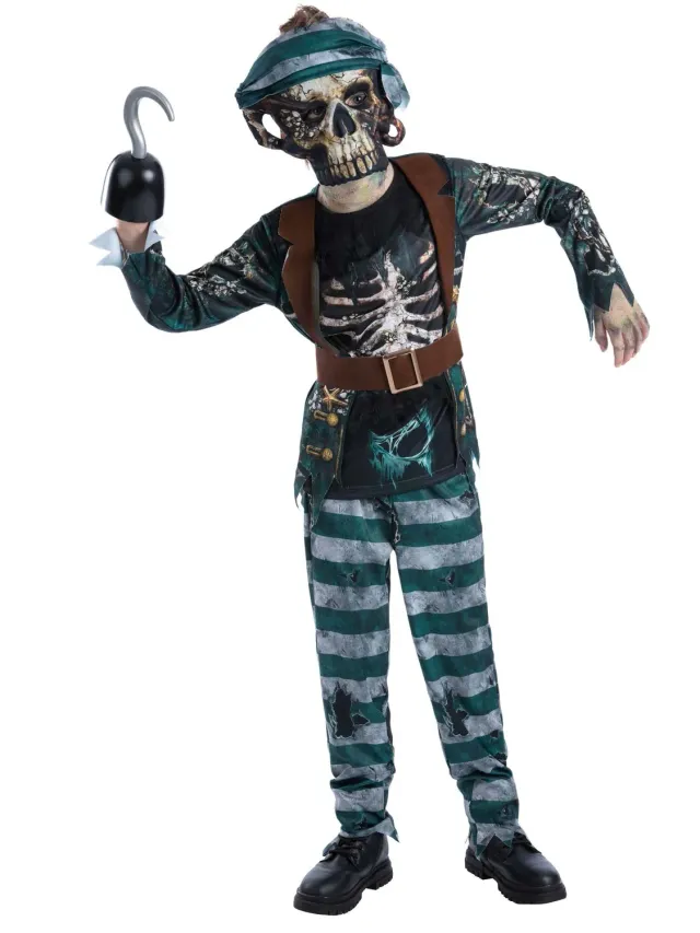 Smiffys Pirata Scheletro Costume Bambino 4-12 anni maschera