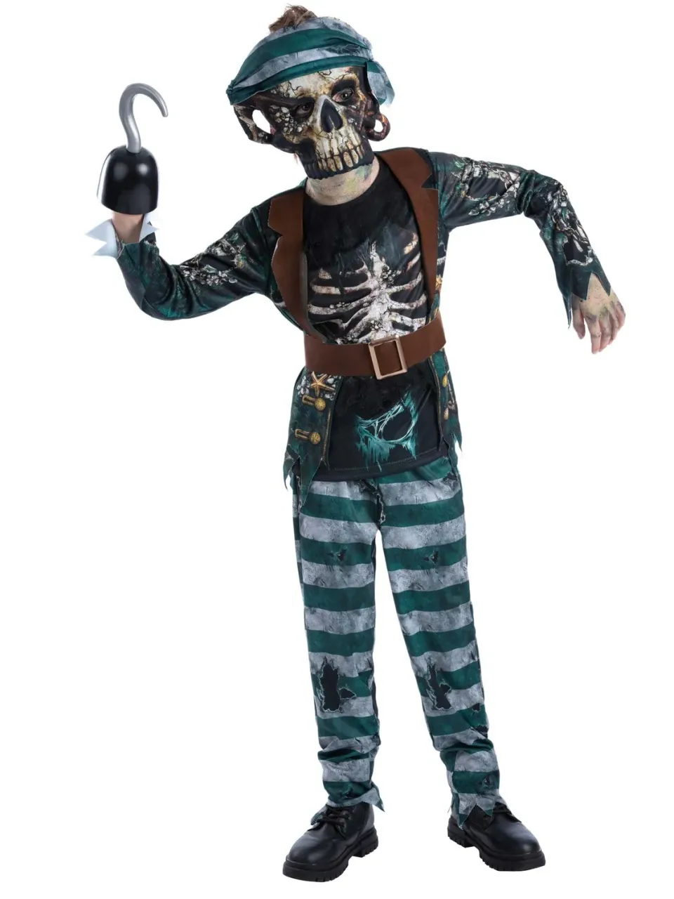 Smiffys Pirata Scheletro Costume Bambino 4-12 anni maschera