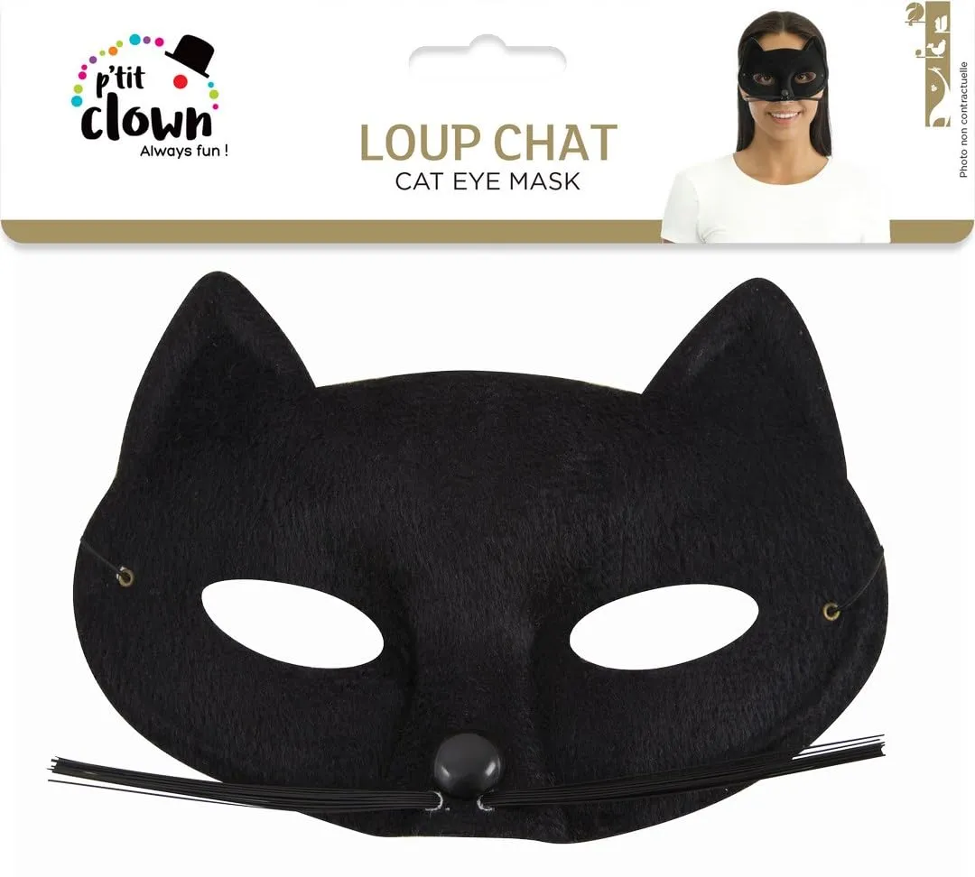 P'tit Clown 17003 Maschera Gatto Nero Adulto Tessuto