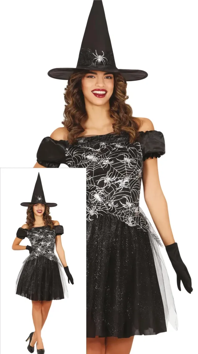 Guirca strega ragno brillante costume donna S nero