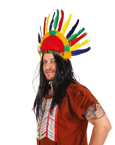 P'tit Clown 18670 Copricapo Indiano 14 Piume Multicolore