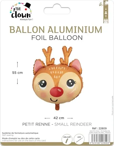 P'tit Clown Petit Rene Palloncino Alluminio Renna 55 cm