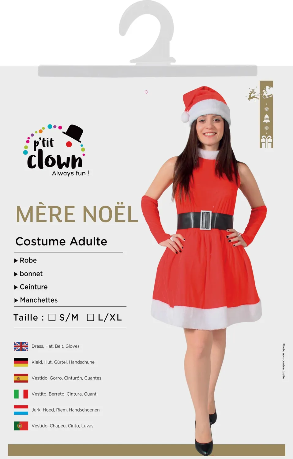 P'tit Clown Mère Noël costume Mamma Natale donna adulto rosso