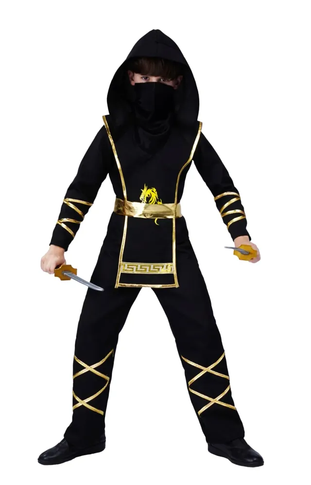 P'tit Clown costume ninja bambino 10-12 anni nero rosso