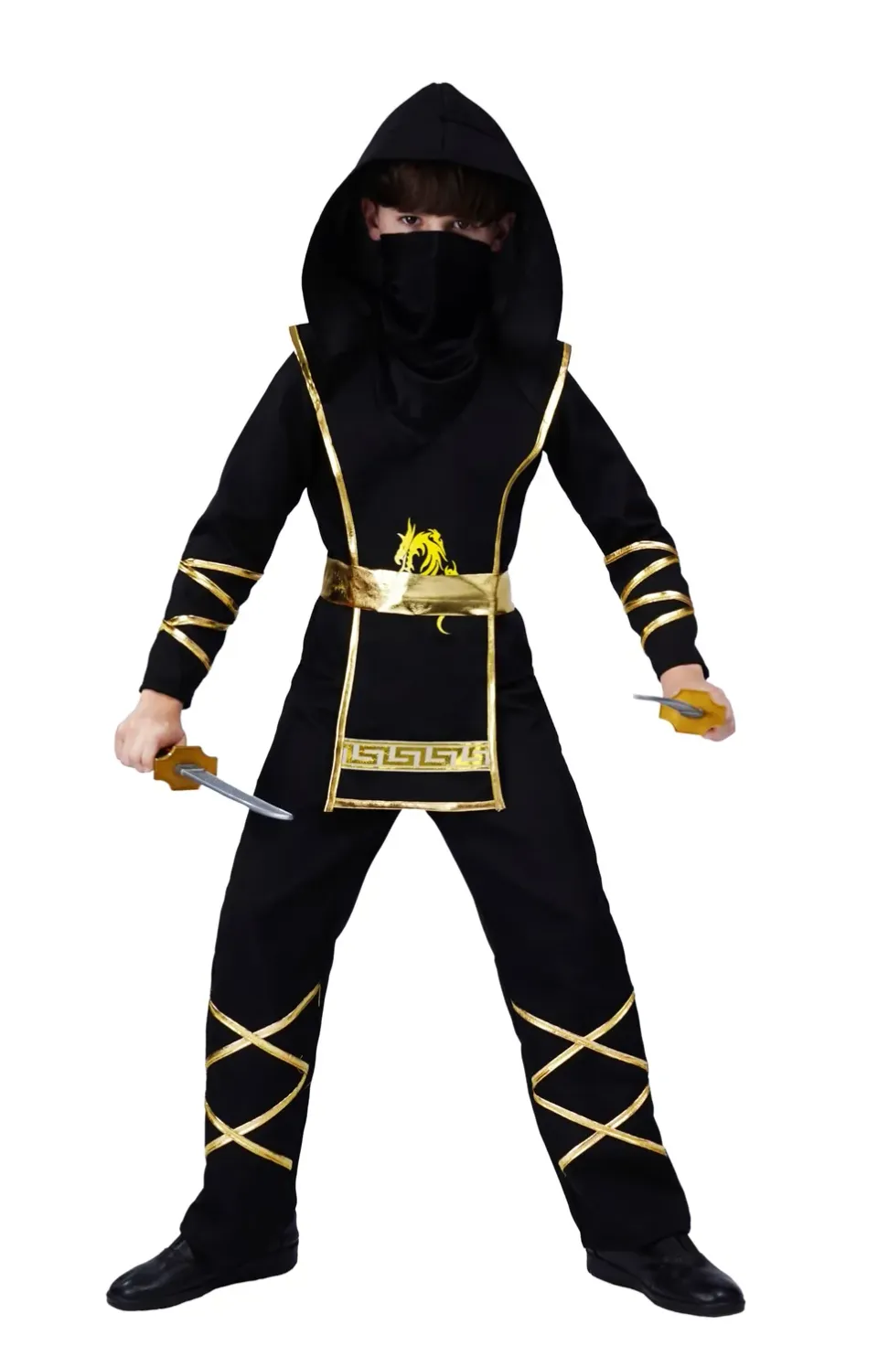P'tit Clown costume ninja bambino 10-12 anni nero rosso