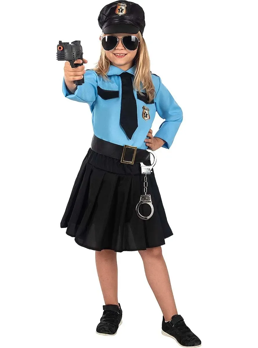 Funidelia Poliziotta blu bambina costume 7-9 anni blu