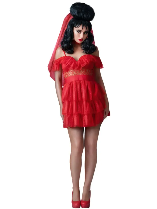 Smiffys Beetlejuice Lydia costume sposa rosso XS-L