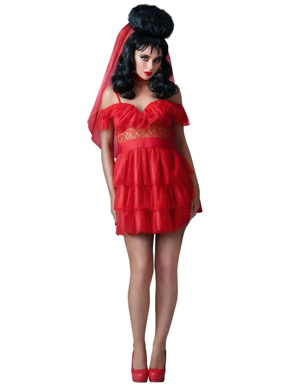 Smiffys Beetlejuice Lydia costume sposa rosso XS-L