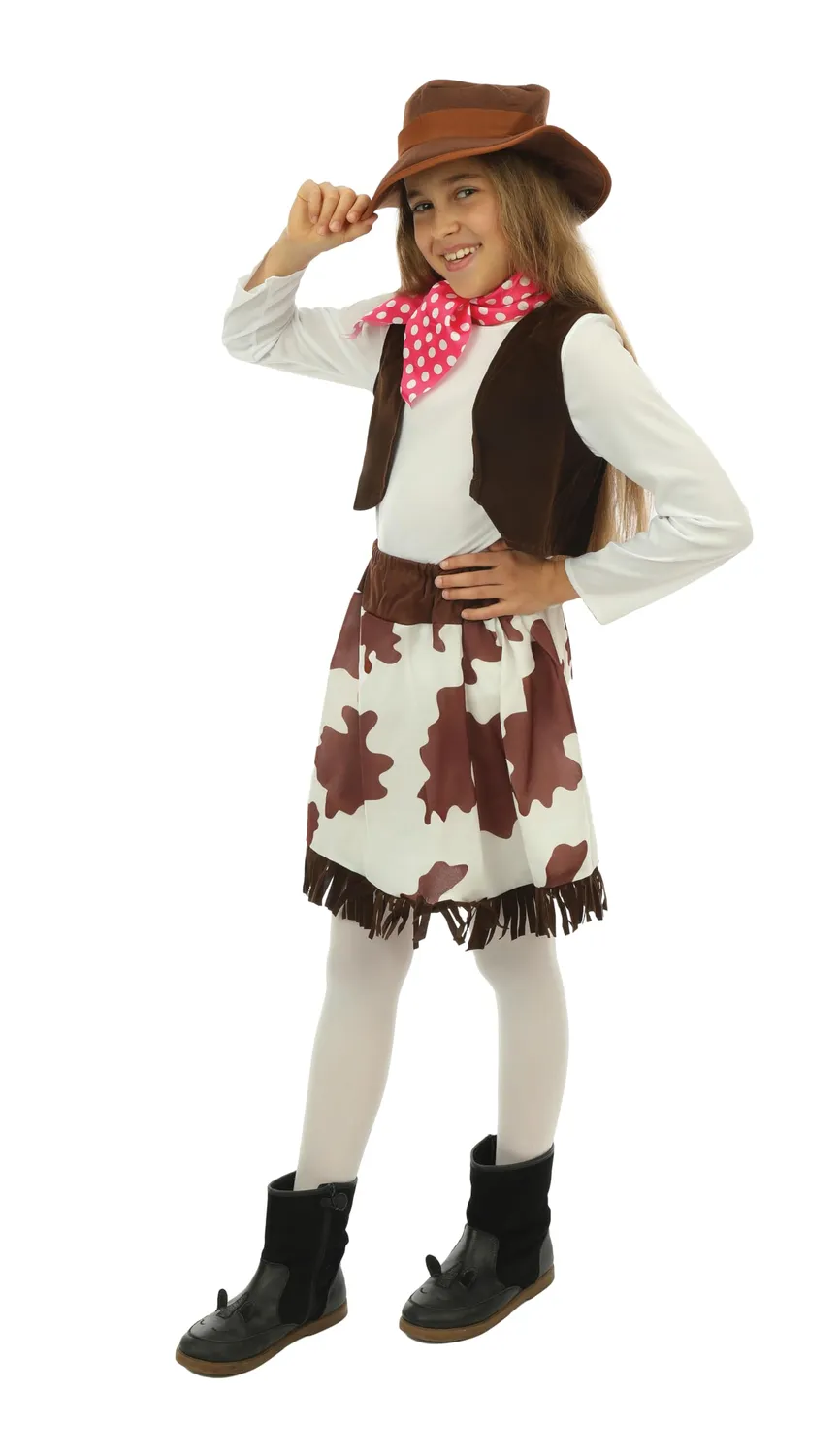 P'tit Clown costume cowboy bambina 7-9 anni poliestere