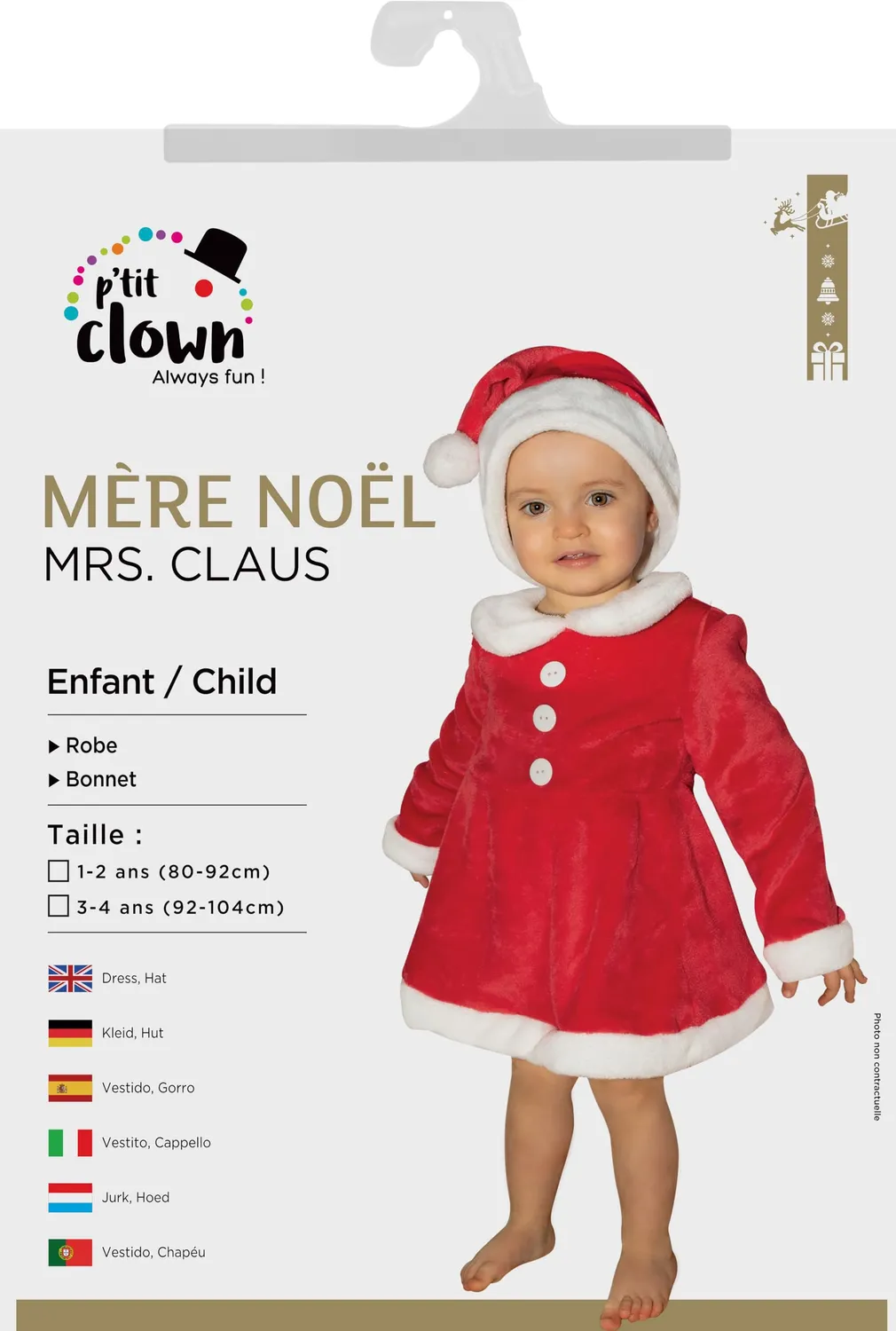 P'tit Clown Mamma Natale costume bambina 3-4 anni