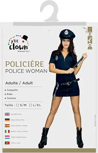P'tit Clown costume poliziotta donna adulto L-XL blu