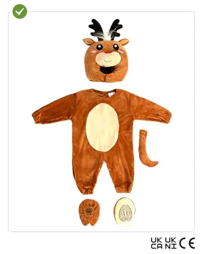 Funidelia Renna costume bambini tuta cappellino corna natale